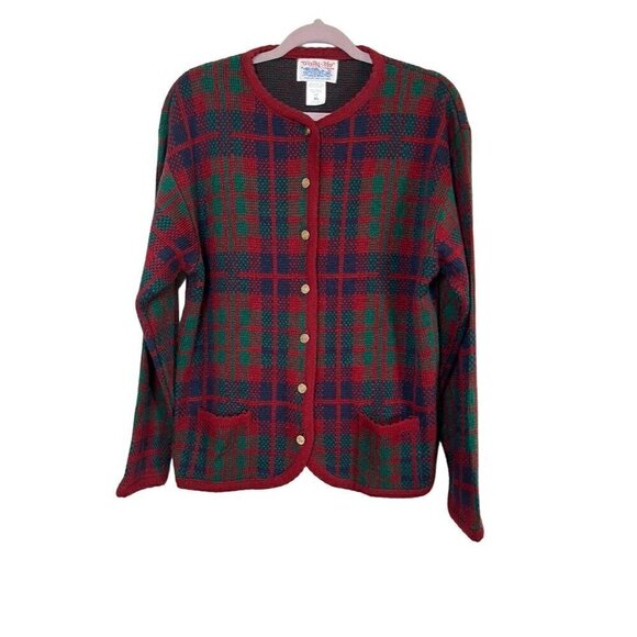 Tally Ho Sweaters - Tally Ho Sweater Women XL Red Plaid Granny Holiday Festive 80s Vtg Regal Grandpa